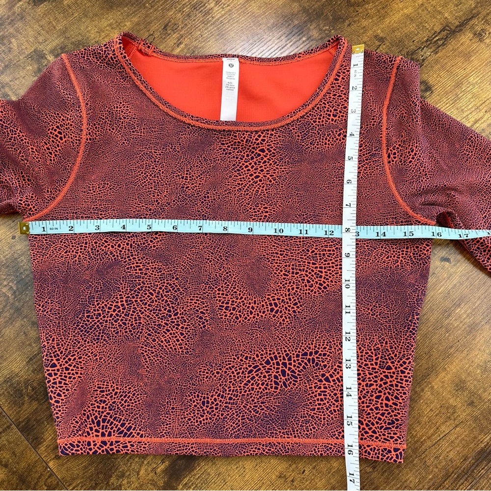Lululemon Wunder Train Cropped Long Sleeve Shirt, Crackle Glaze Vintage Orange 6 - Picture 11 of 12
